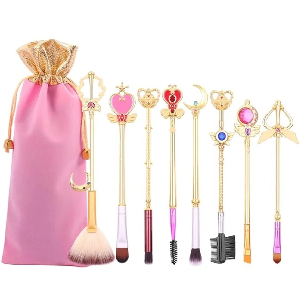 Kawaii Sailor Moon 8 pc Makeup Brush Set plus Bag NWT - Picture 2 of 4